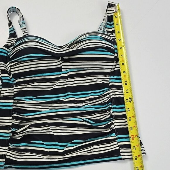 Bond-Eye Australia Women's Teal Black Striped Tankini Swim Top Padded Cups Sz 8 - Picture 16 of 16